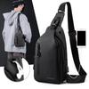 Men's Black Waterproof Chest Bag Trendy Sling Crossbody Bag for Daily Use & Travel