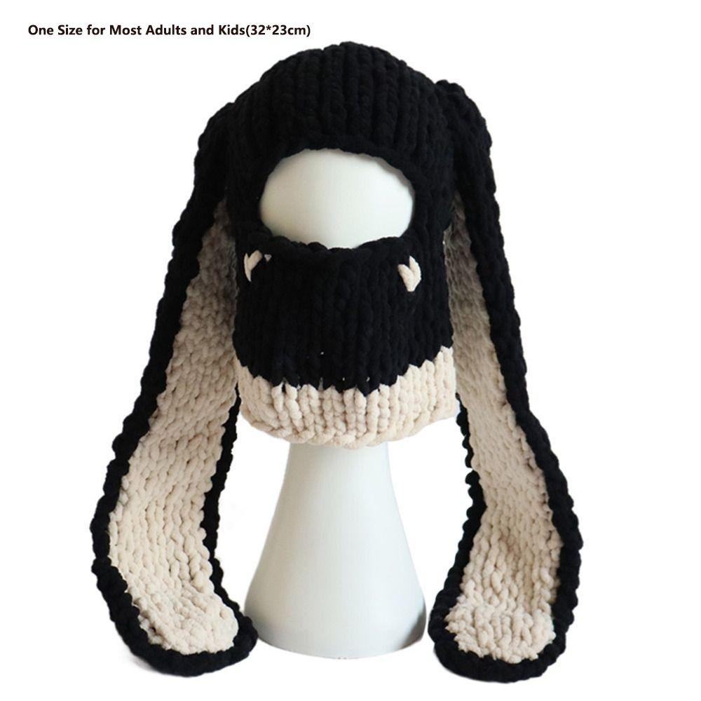 Warm Knitted Hat Fluffy Bunny Ears Hat New Beanie Long Ear Hat Women