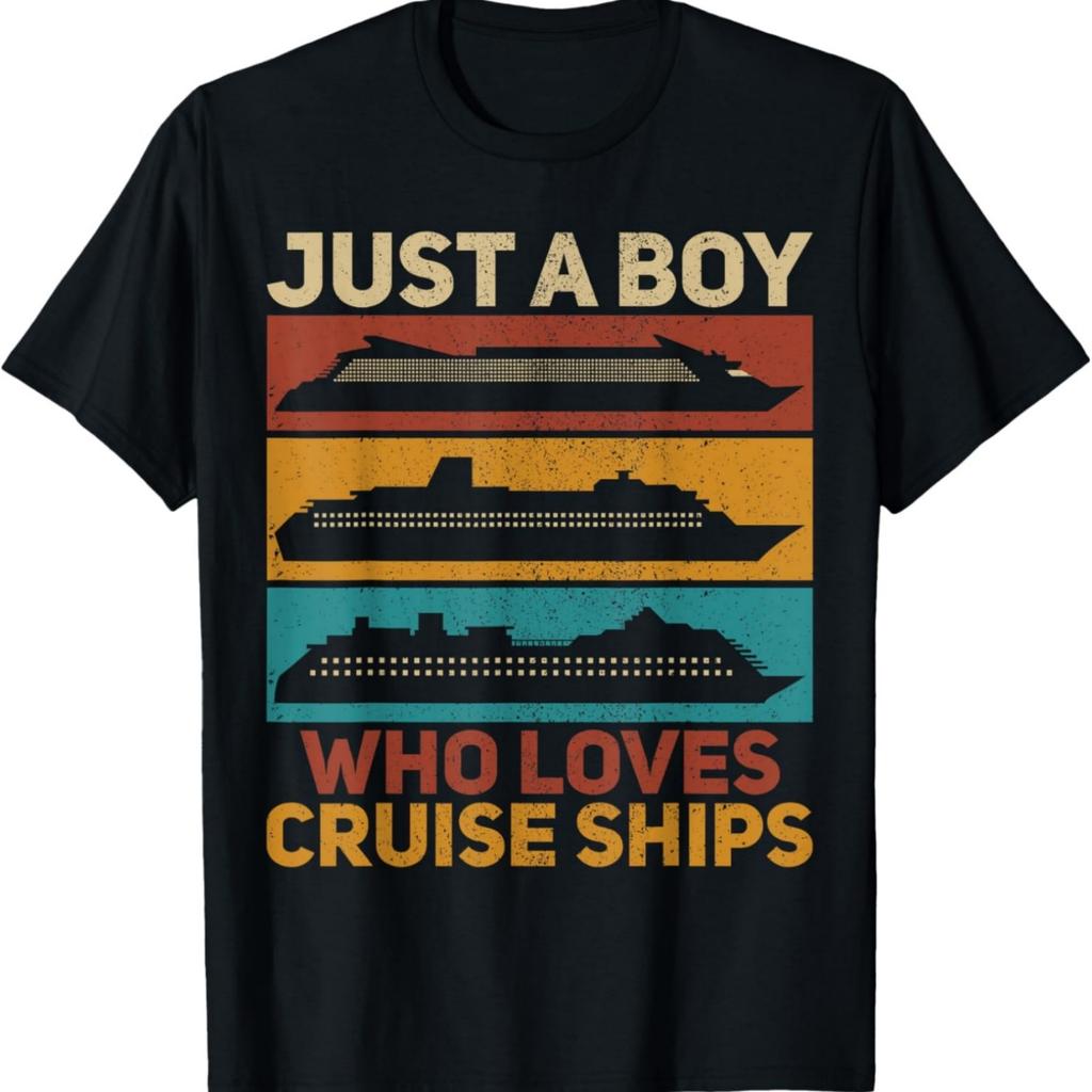 Just A Boy Who Loves Cruise Ships Funny Outfit Cruise Ship T-Shirt