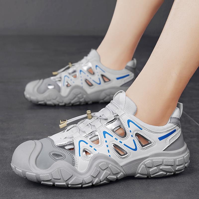 Мужская обувь 2025 новая летняя сетчатая дышащая дорожная одежда одежда одежда одежда вождение одной педалью альпинизм спортивная и повседневная обувь