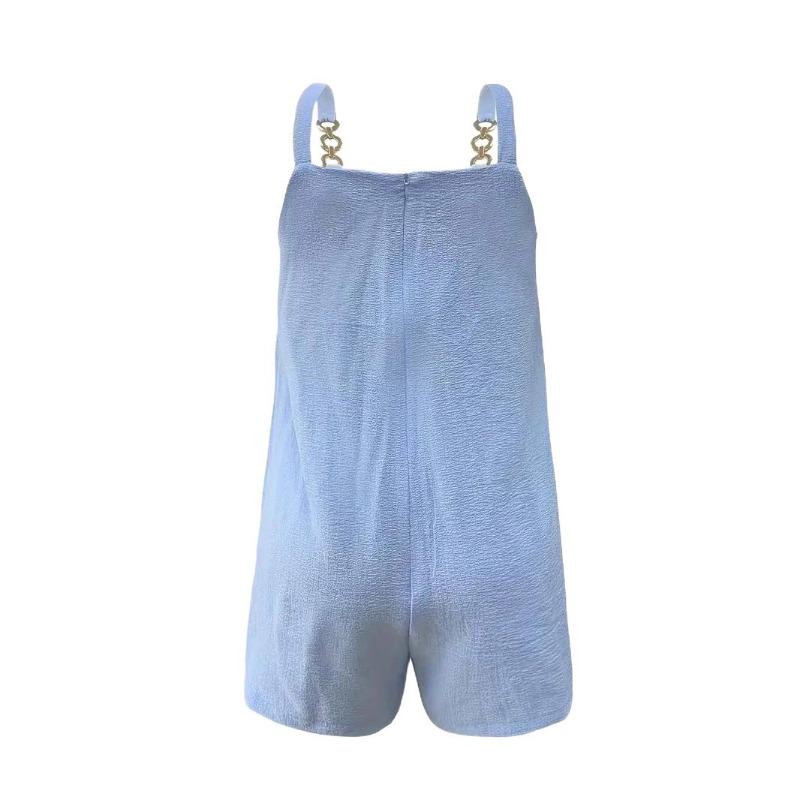 Women European Style Casual Summer Backless Short Suspender Jumpsuit