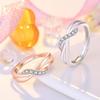 Korean Rose Gold Plated Wave Diamond Ring, Colorful Twist Curve Design for Women, Ideal for Weddings and Special Occasions