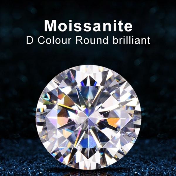 Round Brilliant Cut 5.0mm (0.5 Ct) To 8.0mm (2 Ct) D Color Moissanites Loose Stone Diamond Ring Jewelry Bracelet Material High Quality