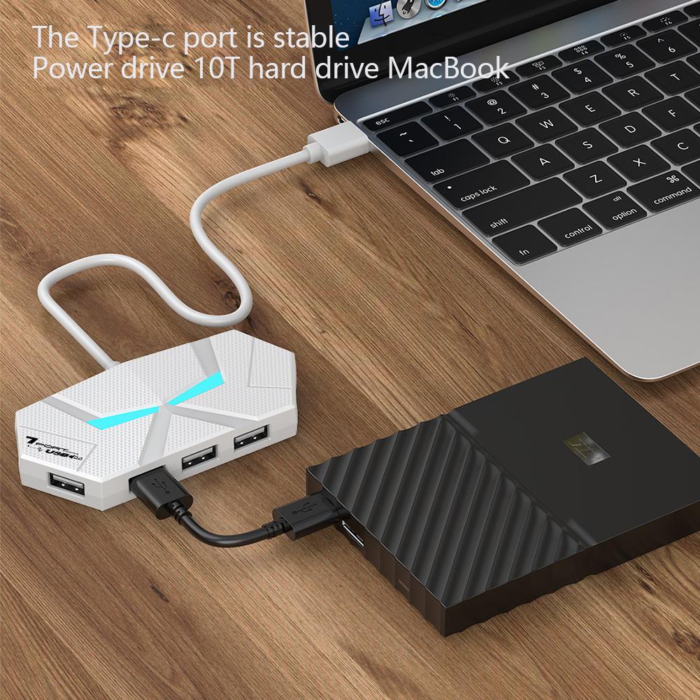 7/4 порта USB 2.0 HUB Type C док-станция 5 Гбит/с высокоскоростной передачи данных сплиттер адаптер для ноутбука жесткий диск мышь клавиатура