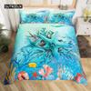 3D Octopus Sea Turtle Duvet Cover Retro Sailboat Crab Reptile Bedding Set Marine Mediterranean Style Jellyfish Comforter Cover