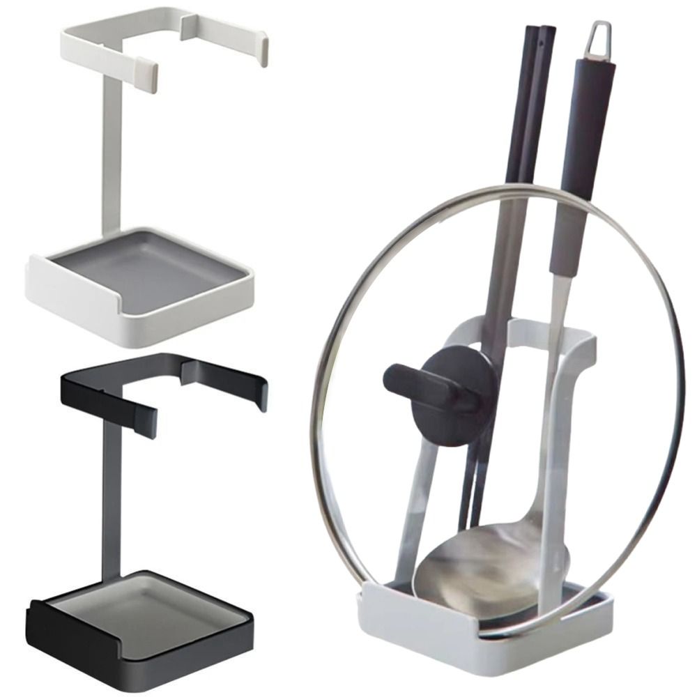 Многофункциональный органайзер-стойка для крышек кастрюль с поддоном, держателем для ложки и крышки, для кухонной утвари