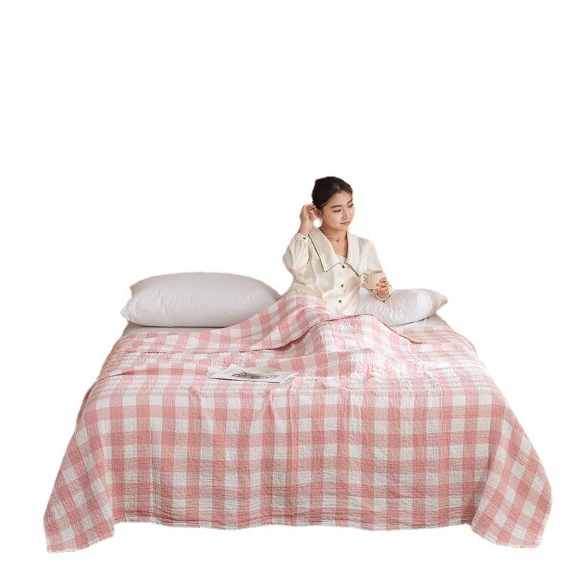 Blanket-Classic Heavyweight Soft Printed Plush Throw Blanket, Cozy and Fuzzy, Watercolor Plaid Blush