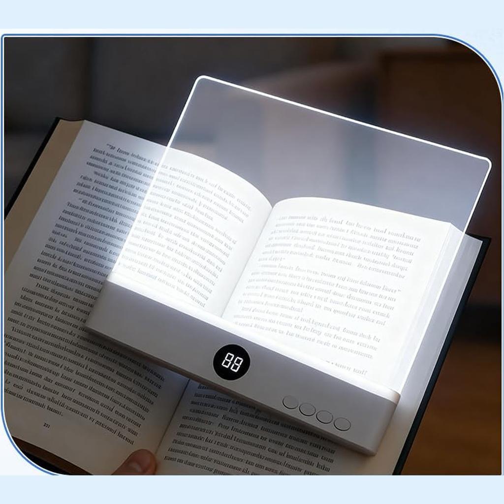 Светодиодная плоская книжная лампа 3 Вт, 3 цветовые температуры, бесступенчатая регулировка яркости, прозрачная панель, лампа-пластина с таймером для ночного чтения