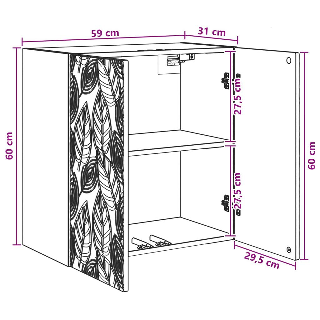 Wall Mounted Cabinet Smoked Oak Finish 59 x 31 x 60 cm Engineered Wood