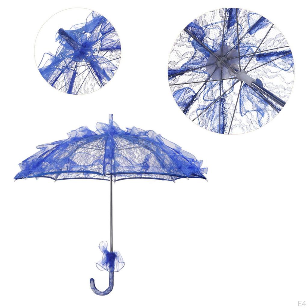 Foldable Lace Parasol for Little Girls Elegant 55cm Handle Tea Party Decoration