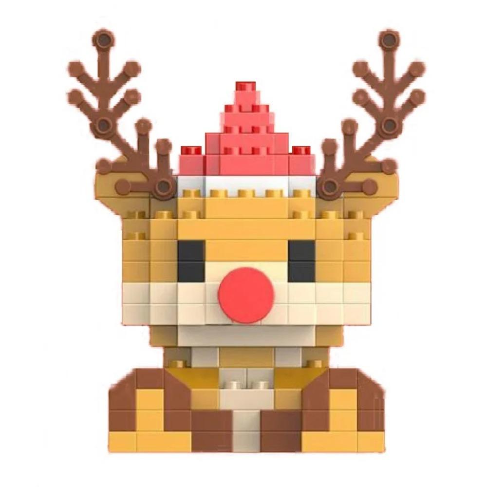 2pcs Santa Claus Figure Assembling Bricks Reindeer Puzzle Christmas Doll Ornament New Year Gift