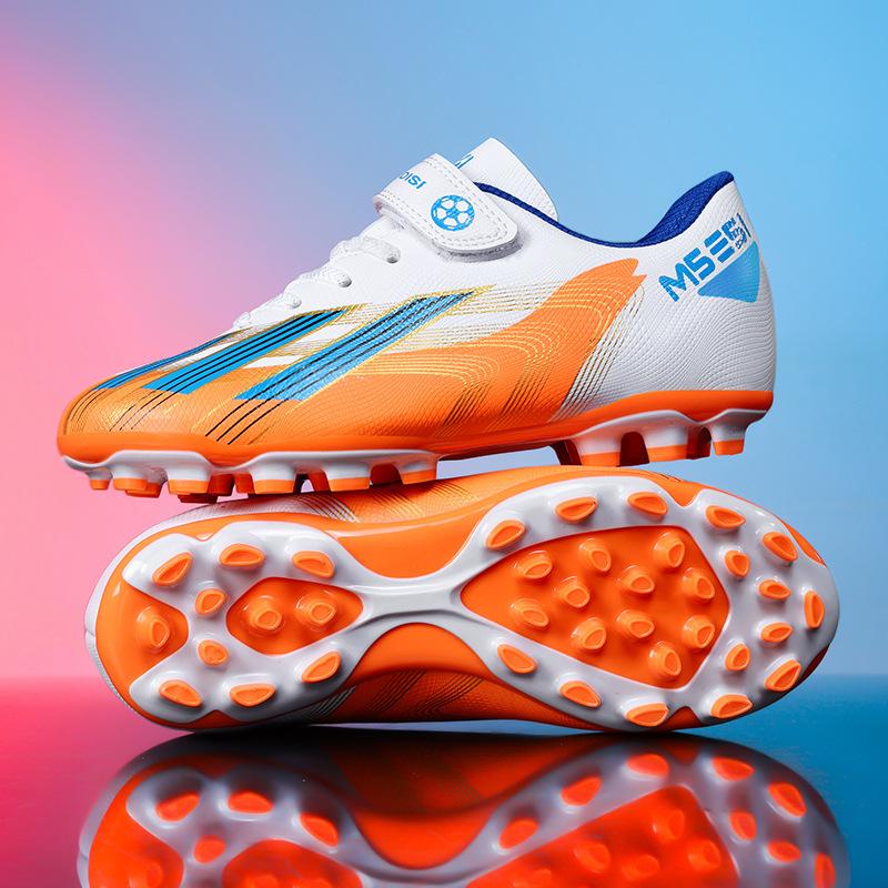 Детские футбольные бутсы Четыре сезона Кожа Липучка Износостойкие Ударопрочные Длинные шипы Кроссовки для бега