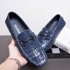 Синие модные повседневные туфли мужские мокасины блестящие фирменные лакированные кожаные туфли без застежек мужские туфли на плоской подошве обувь для вождения мужские мокасины мужская обувь