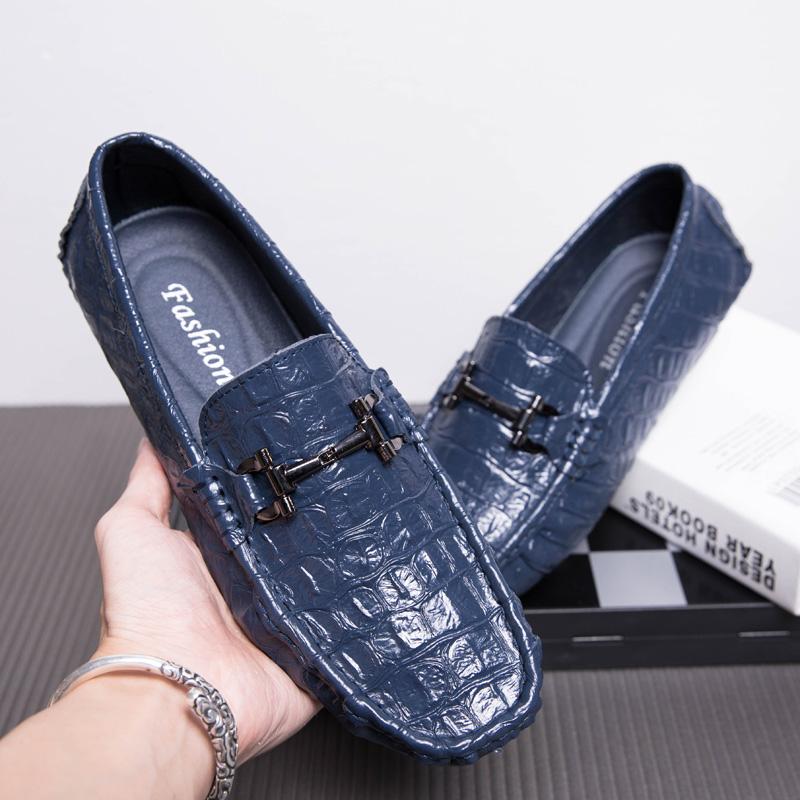 Синие модные повседневные туфли мужские мокасины блестящие фирменные лакированные кожаные туфли без застежек мужские туфли на плоской подошве обувь для вождения мужские мокасины мужская обувь