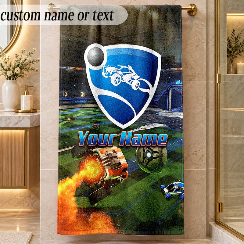 Beach TowelRocket League Custom Name Text Personalized Soft Towel for Beach Pool Indoor Home Decor Gift