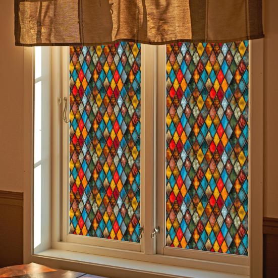 Yousheng Винтажная наклейка из витражного стекла Съемная Водонепроницаемая Статическая наклейка на окно Дом Офис Комната Церковь Декоративная Конфиденциальная Оконная пленка