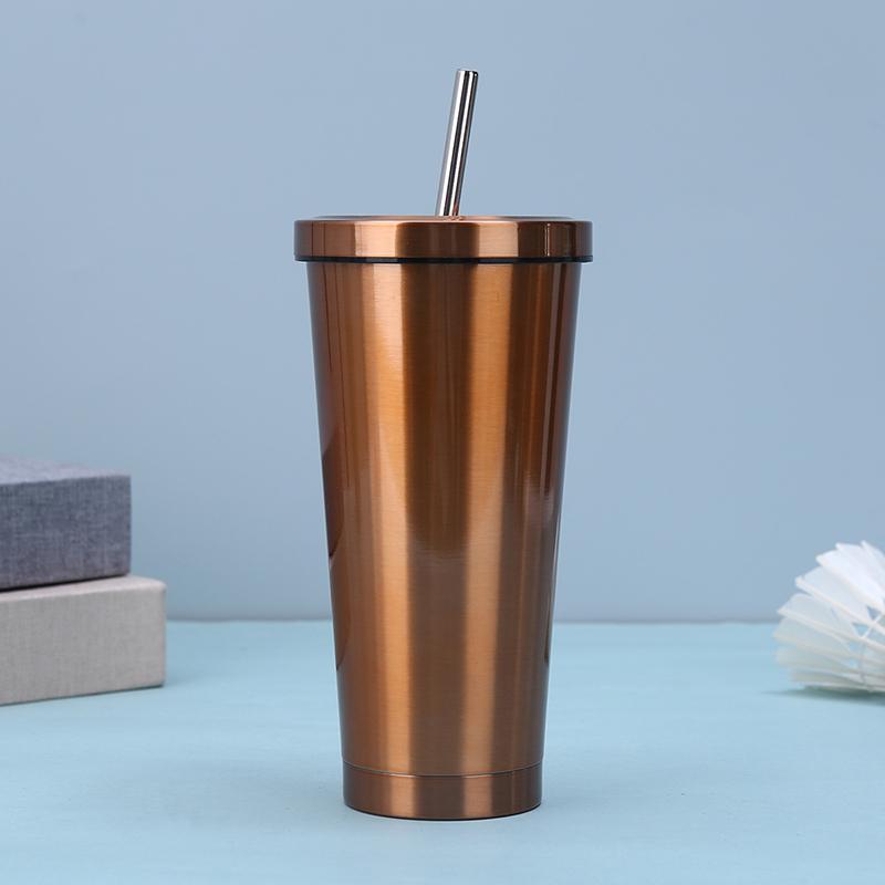 Вакуумный стакан с трубочкой и ручкой – Стакан из нержавеющей стали с двойной изоляцией и крышкой, Портативная дорожная кружка для активного отдыха