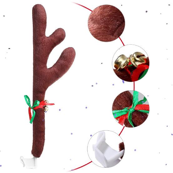 Car Christmas Decoration, Car Reindeer Antlers And Nose Set, Brown Christmas Reindeer Car Costume Christmas Antlers For Truck SUV Car Decor,Xmas Gift