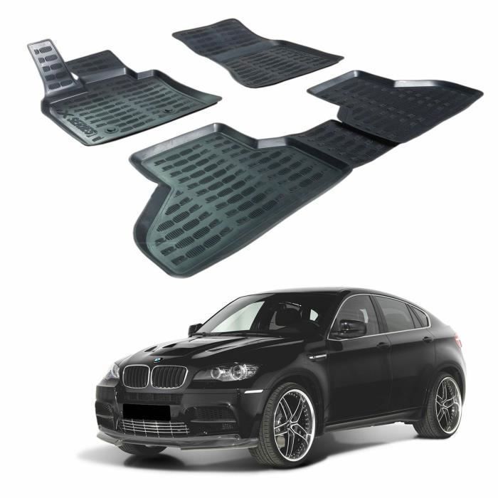 SCOUTT Tapis de sol 3D BMW X6 E71 - Caoutchouc Premium - Sur mesure - Noir