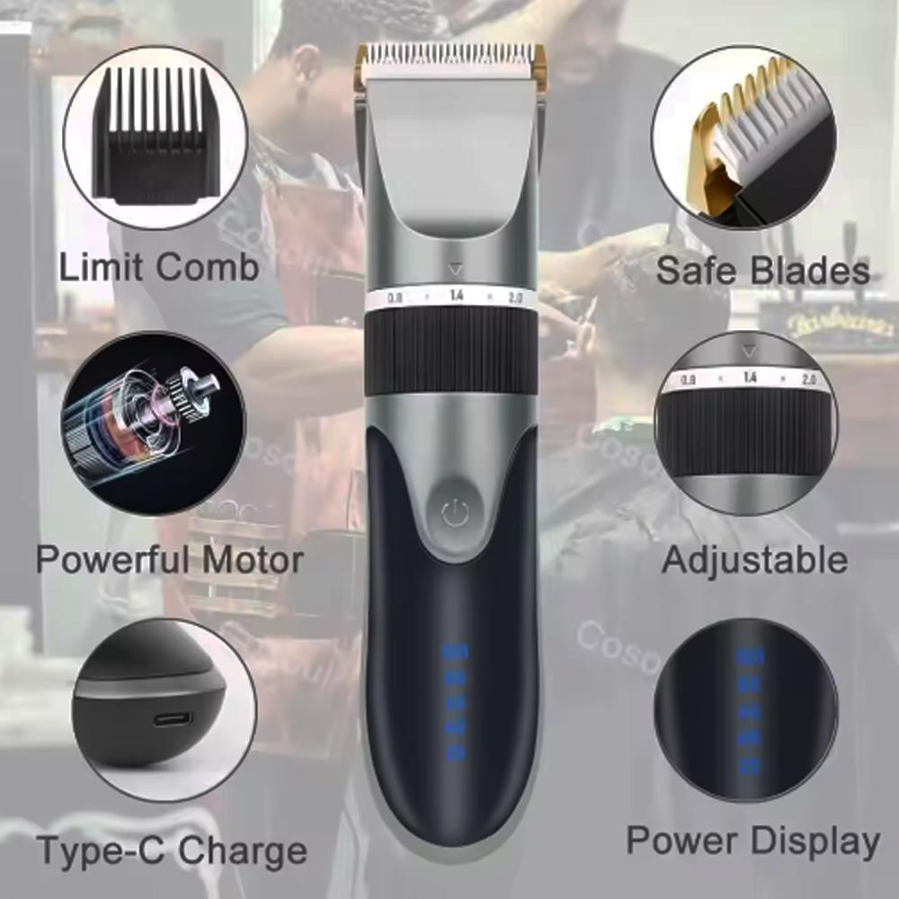 Professional electric barber clippers men barber beard trimmer rechargeable hair clippers ceramic blades hair trimmer Adult Kid