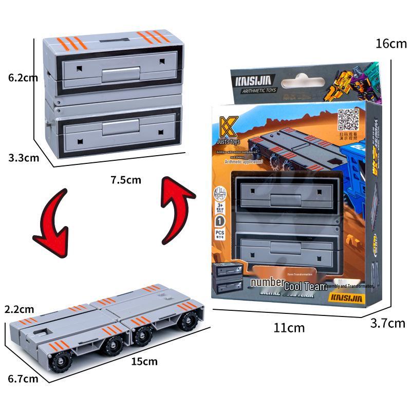 Large Kids' Number Symbol Transforming Robot Car Toy Set