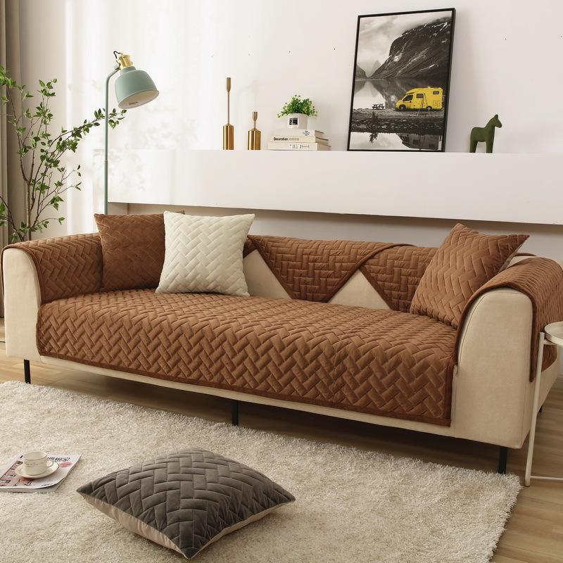 Sofa Covers For Living Room Dirt-proof Couch Cover Gray Color Plush Cushion Furniture Cover Corner Sofa Towel 1/2/3-Seater Pad