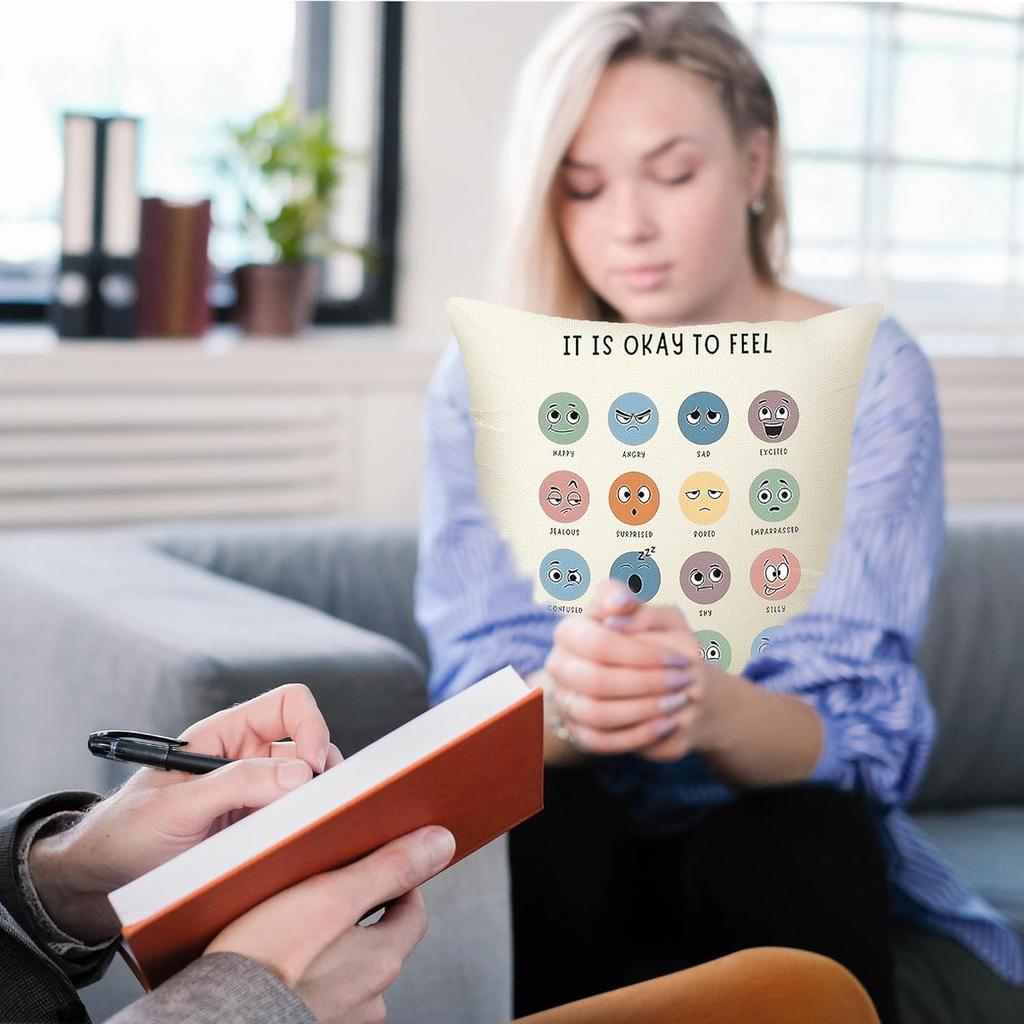 Feelings Wheel Pillow Cover Counseling Office Emotion Wheel Pillow Case Therapist Office Decor School Counselor Office Must Haves Calm Down Corner