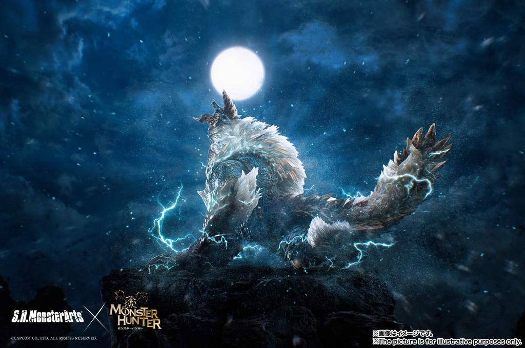 TAMASHII NATIONS MonsterArts Monster Hunter Iceborne Zinogre 285mm ABS PVC Painted Action Figure S.H. World Approx. &