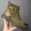 Брендовые зимние ботинки на шнуровке с мехом, высокое качество, плюс бархат, ковбойские туфли, мужские, толстая подошва, натуральная кожа, уличные трендовые ботинки