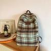 Осенний и зимний шерстяной клетчатый школьный рюкзак для студенток
