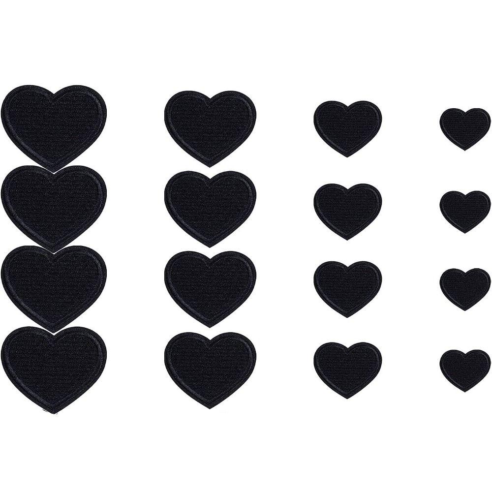 Black Iron On Heart Patches for Clothing Red Embroidered Pattern Patches  Clothing