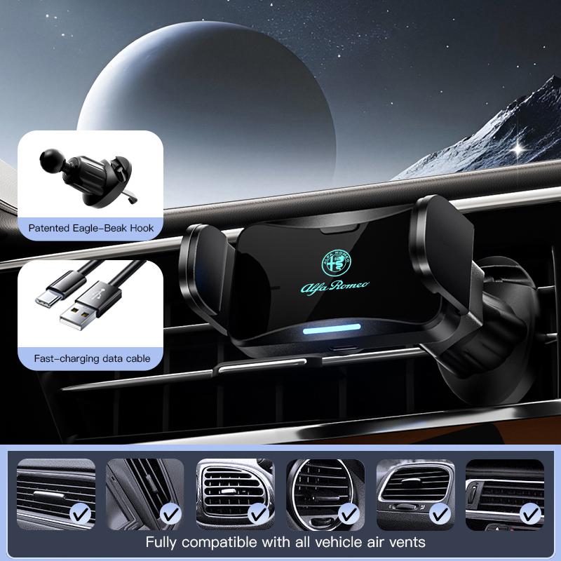 Alfa Romeo Exclusive Car Wireless Electric Phone Holder For 156 159 147 4C 8C 166 Giulia Giulietta Mito Stelvio Spider GT Tonalexya563