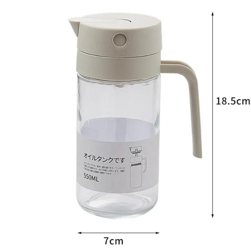 550mL Oil Empty Bottle Pourer Glass Bottles Automatic Opening and Closing Kitchen Cooking Oil Dispenser Cruet for Camping BBQ