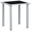 Garden Table - vidaXL - Black and Silver - Powder-coated Steel - Tempered Glass - 41x41x45 Cm