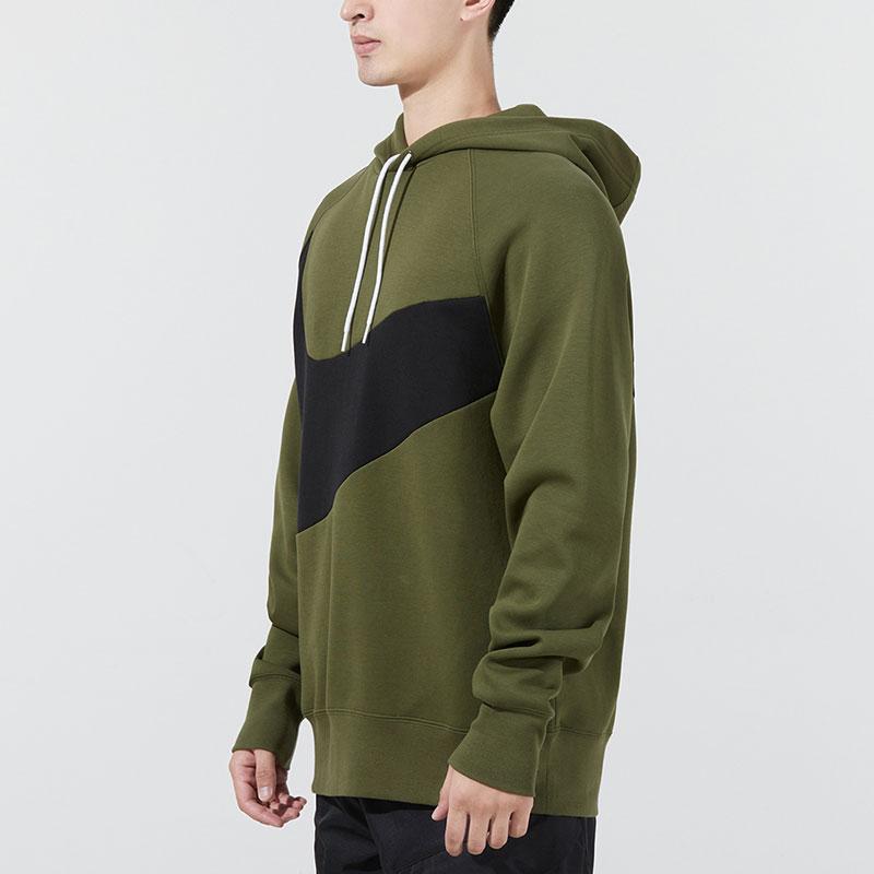 Nike Спортивная одежда Swoosh Tech Флисовая толстовка с большим логотипом Мужские топы Военно-зеленый DD8223-326