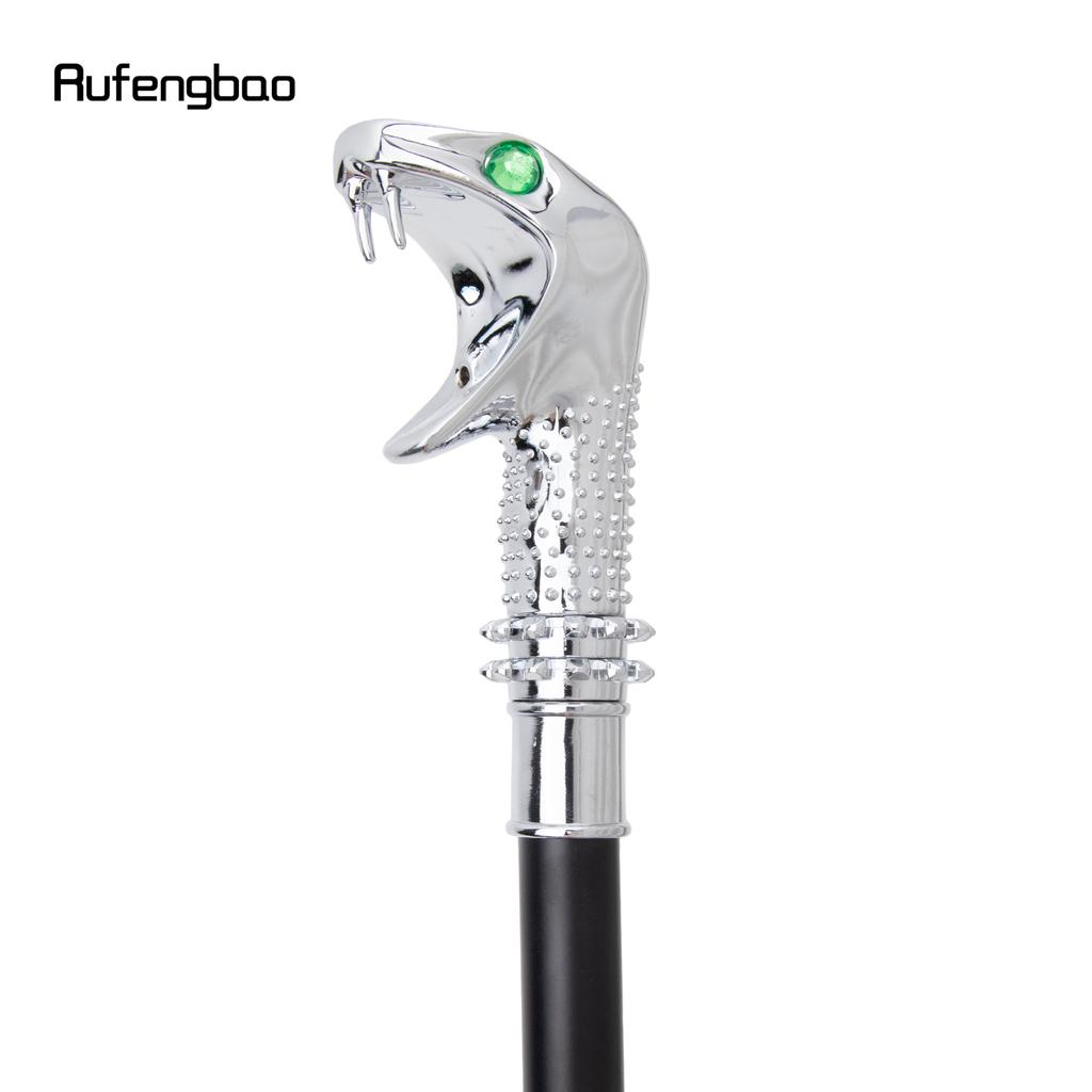 White Luxury Snake Cobra Green Eyes Fashion Walking Stick Party Decorative Walking Cane Elegant Crosier Knob Walking Stick 92cm