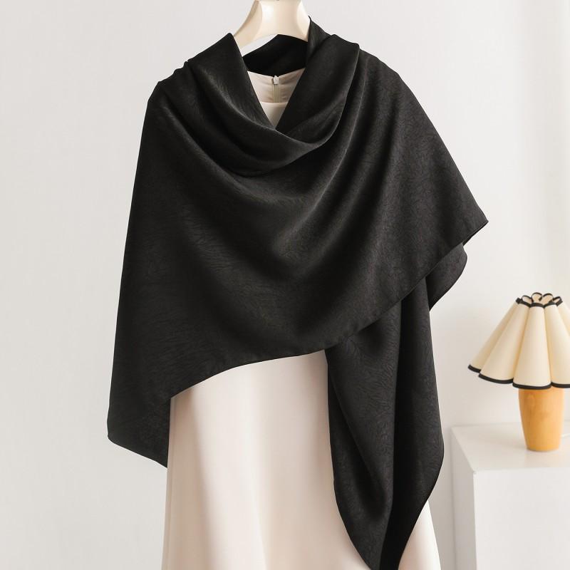 Lightweight Square Scarf Women 140x140cm UV Protection Wrap Elegant Plain Design Crackle Texture Fashion Accessory