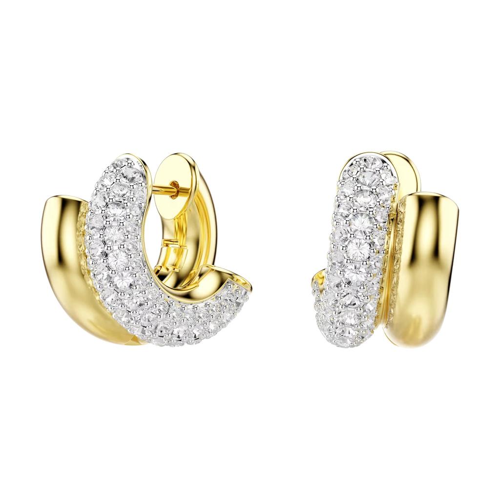 Swarovski Серьги-гвоздики Dextera со встроенным пружинным зажимом, кристальные, унисекс, золотой, белый 5740735