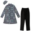 3XL-8XL Women Muslim Muslimah Swimwear Full Coverage Flower Patterned Zippered Women Swimming Suit Comfortable Highly Elastic 3 Pieces Beachwear