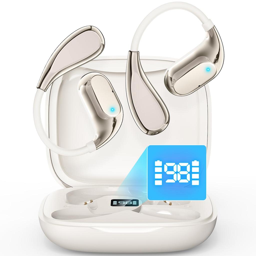 Wireless Earbuds Sound Bluetooth Ear 60 Hours of Bone Transformed Air Bluetooth Open No Ear LED Perfect for and Kotsudendo Allow You To Hear Outside