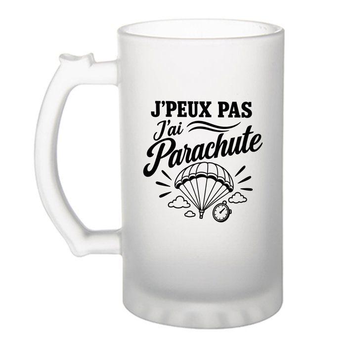 Chope à bière - PLANETEE - J'peux pas minimaliste - Verre trempé givré - 470 ml - Motif imprimé