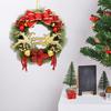 Christmas Wreath for Front Door Artificial Pine Needle Wreath with Balls Bows Flowers Merry Christmas Hanging Decor for Home Wall Window Porch Indoor