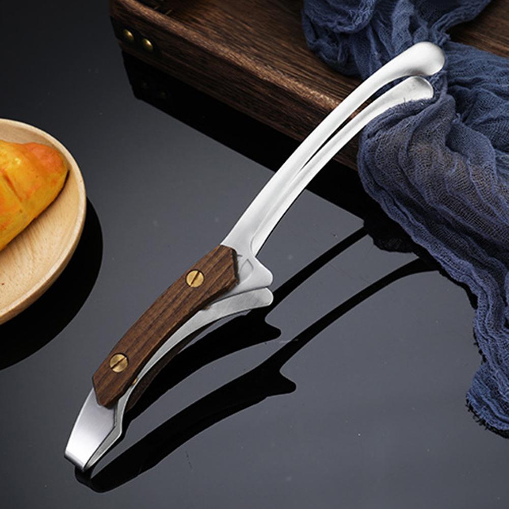 Щипцы для гриля и барбекю из нержавеющей стали 304, термостойкие щипцы для приготовления пищи с деревянной ручкой, зажим для стейков, принадлежности для пикника, походов, кемпинга