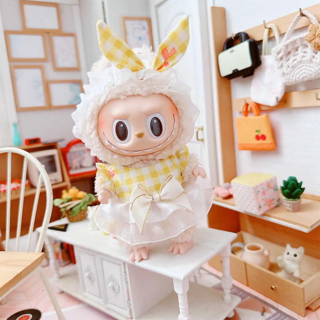 Cute 17cm Labubu Doll Clothes Mini Plush Doll's Dress Outfit Accessories Collection Gift for Girls Kids
