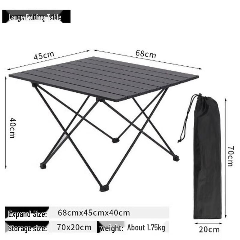Portable Aluminum Roll-Up Camping Table