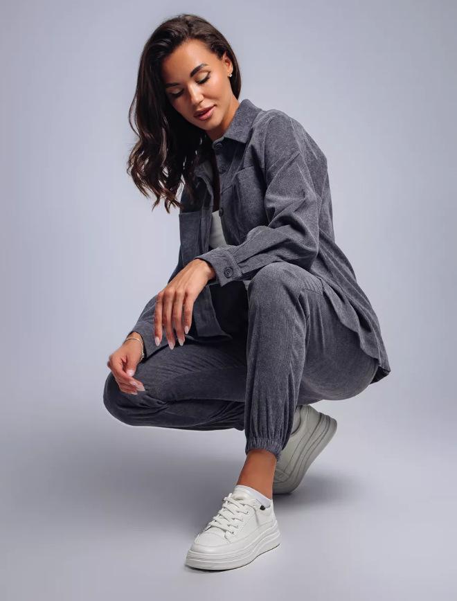 2025 Retro Plus Size Corduroy Shirt and Pants Set for Women