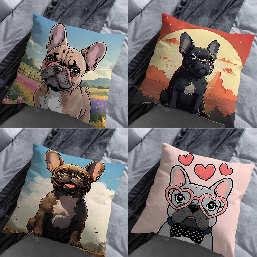 Cartoon Drench Bulldog Pillow Case For 30x30cm45x45cm55x55cm For Home Bedroom Decoration And Protector