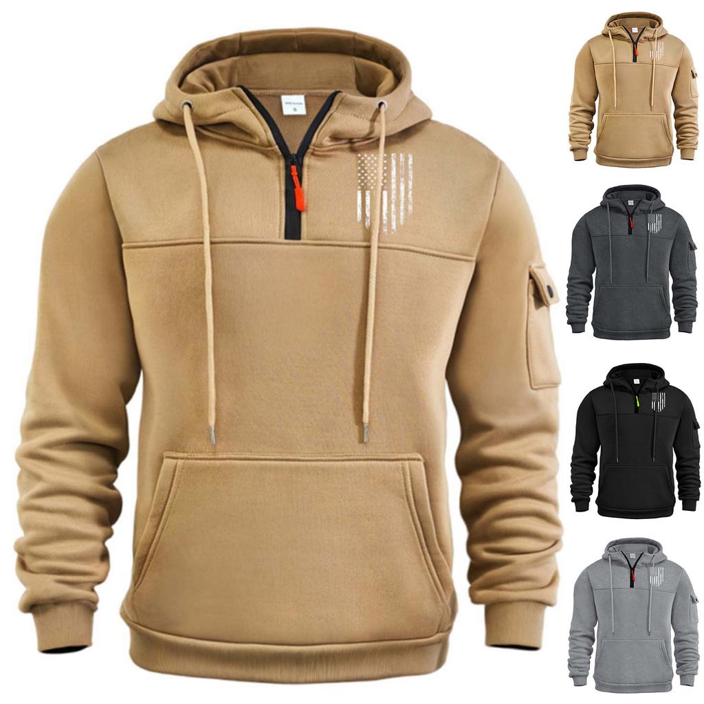 Men's Printed Sweatshirt Hoodie Zipper Arm Pocket Cardigan Men's Sports Large Size Casual Hoodie