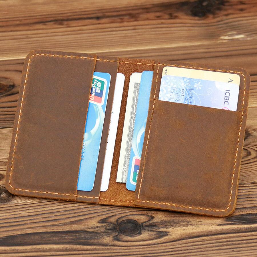 Высококачественный винтажный кожаный держатель для кредитных карт ручной работы Crazy Horse, повседневный тонкий мужской кошелек для удостоверения личности, VIP, маленькие футляры для карт