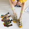 3 пары новых женских прозрачных носков с милыми котиками, корейский цветочный животный набор, летние тонкие кавайные шелковые носки для женщин